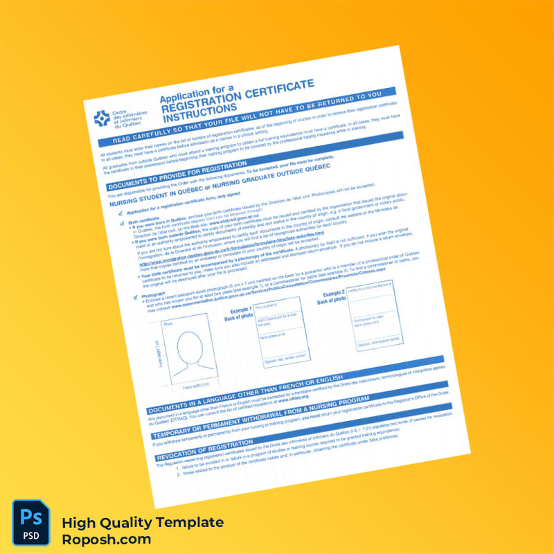 Canada Registration Certificate Template in Word and PDF formats 2 page Canada Registration Certificate Template in Word and PDF formats 2 page