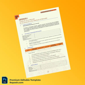 Customizable Certificate of an Advocate Registration Certificate Editable Word & PDF Template 2 page