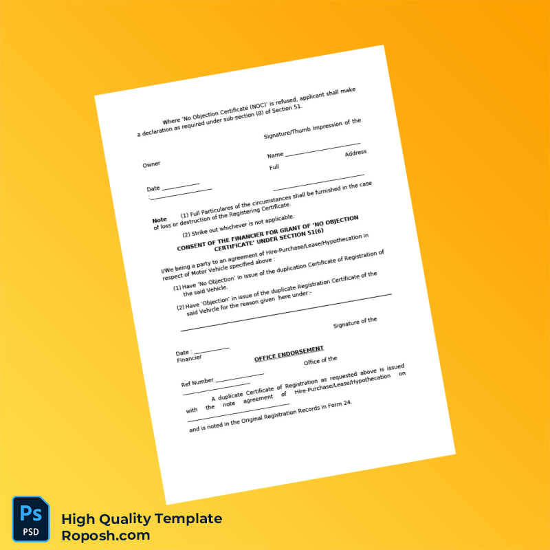 Duplicate Vehicle Registration Certificate Application Template in Word and PDF formats 3 page Duplicate Vehicle Registration Certificate Application Template in Word and PDF formats 3 page