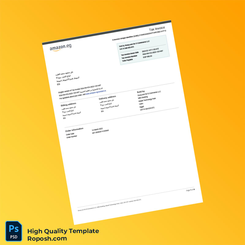 Egypt Souq com Tax Invoice Template in Word and PDF formats 4 page Egypt Souq com Tax Invoice Template in Word and PDF formats 4 page