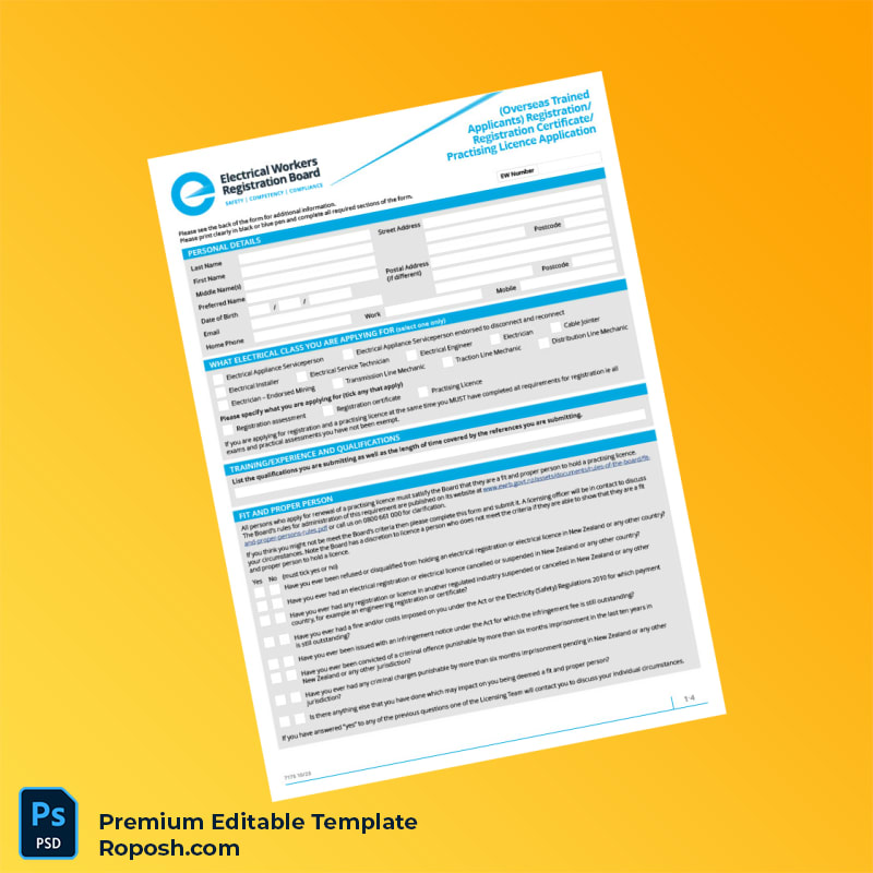Customizable Electrical Workers Registration Board Registration Certificate Editable Word & PDF Template 6 page Customizable Electrical Workers Registration Board Registration Certificate Editable Word & PDF Template 6 page