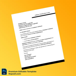 Customizable Employer Address Verification Letter Word & PDF Template