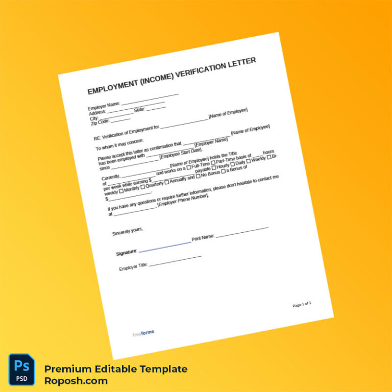 Work Income Letter Customizable Employment Income Verification Letter Word & PDF Template ...