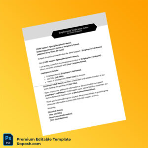 Customizable Employment Verification Letter Template for Child Support in Word and PDF formats Customizable Employment Verification Letter Template for Child Support in Word and PDF formats