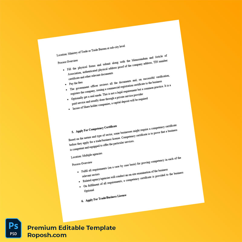 Ethiopia Business Registration Certificate Editable Word & PDF Template 6 page Ethiopia Business Registration Certificate Editable Word & PDF Template 6 page