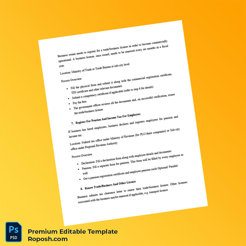 Ethiopia Business Registration Certificate Editable Word & PDF Template 6 page Ethiopia Business Registration Certificate Editable Word & PDF Template 6 page