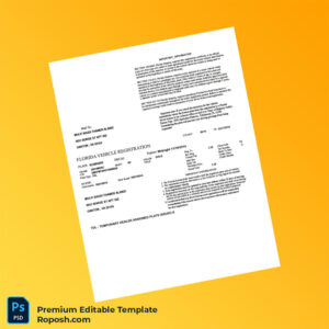 Customizable Florida Department of Highway Safety Vehicle Registration Certificate Editable Word & PDF Template Customizable Florida Department of Highway Safety Vehicle Registration Certificate Editable Word & PDF Template