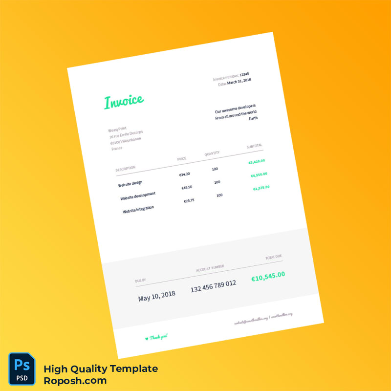 France WeasyPrint Invoice Template in Word and PDF formats France WeasyPrint Invoice Template in Word and PDF formats