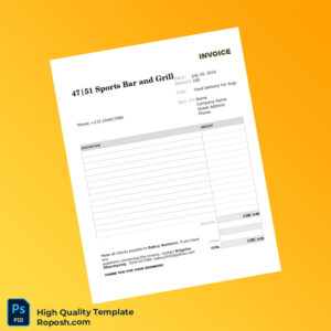Ghana 47_51 Sports Bar and Grill Invoice Template in Word and PDF formats Ghana 47_51 Sports Bar and Grill Invoice Template in Word and PDF formats
