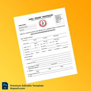 Customizable Ghana Association of Medical Laboratory Scientists Membership Registration Form Editable Word & PDF Template 4 page Customizable Ghana Association of Medical Laboratory Scientists Membership Registration Form Editable Word & PDF Template 4 page