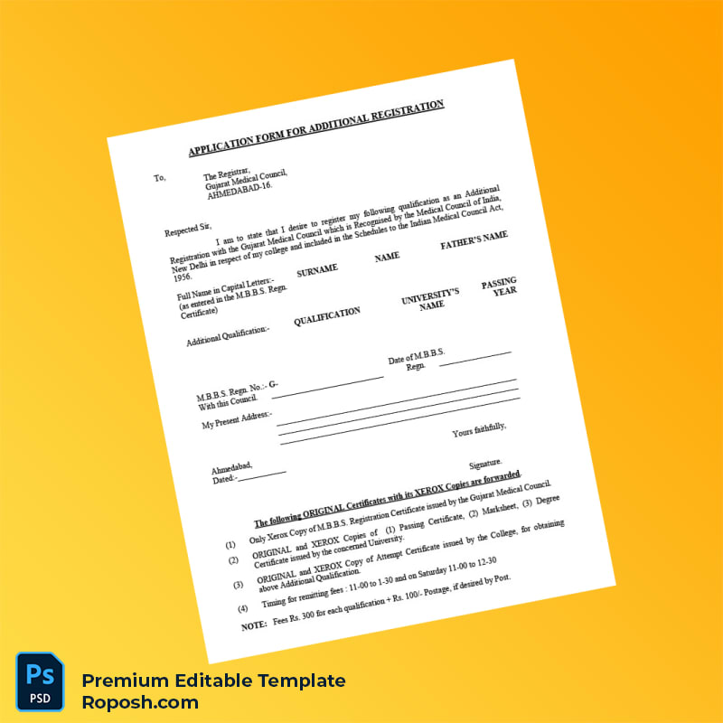 Customizable Gujarat Gujarat Medical Council Registration Certificate Editable Word & PDF Template Customizable Gujarat Gujarat Medical Council Registration Certificate Editable Word & PDF Template