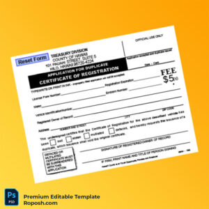 Customizable Hawaii County Treasury Division Application for Duplicate Certificate of Registration Editable Word & PDF Template