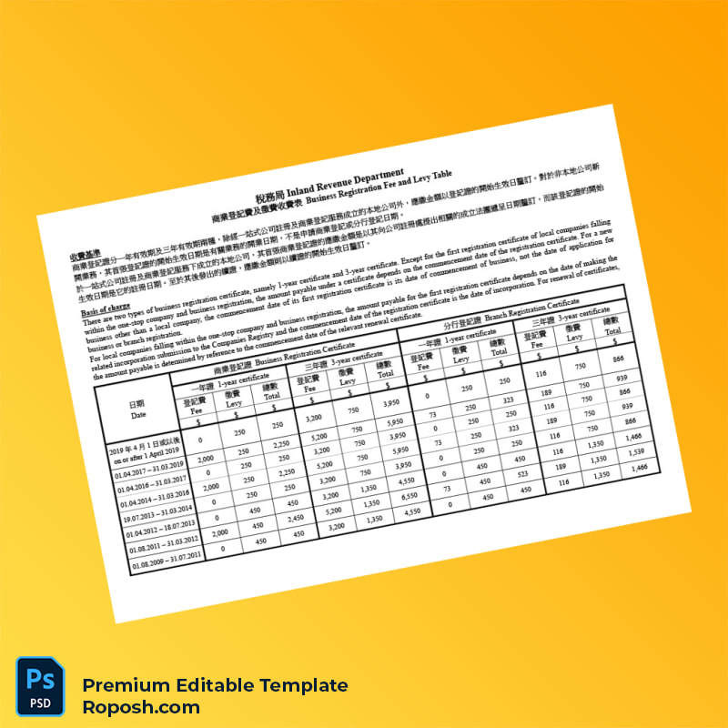 Customizable Hong Kong Companies Registry Business Registration Certificate Editable Word & PDF Template Customizable Hong Kong Companies Registry Business Registration Certificate Editable Word & PDF Template