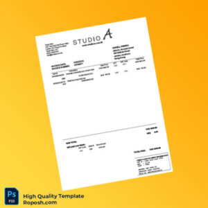 Hong Kong Studio A Invoice Template in Word and PDF formats