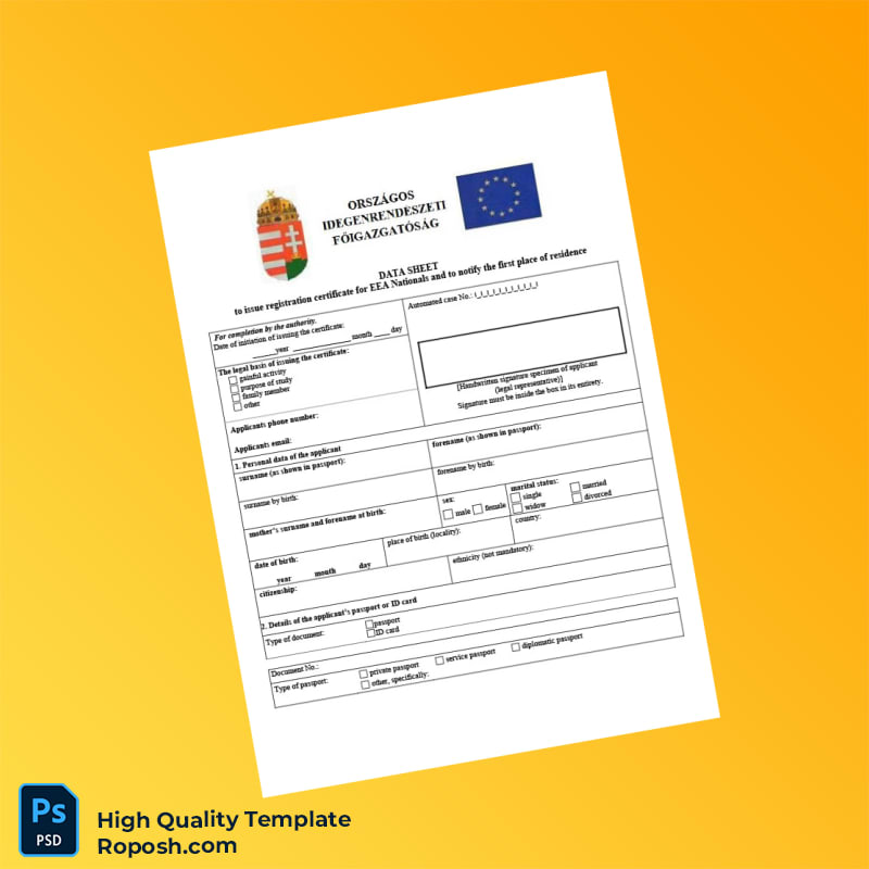 Hungary Ministry of Interior Editable Registration Certificate Template in Word and PDF formats 3 page Hungary Ministry of Interior Editable Registration Certificate Template in Word and PDF formats 3 page