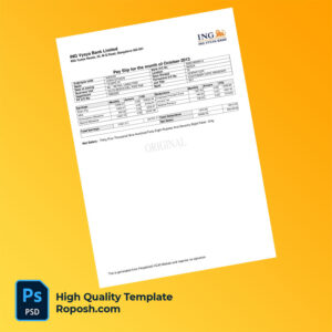 ING Vysya Bank Limited payslip word and pdf template