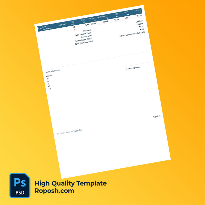 India AQPL Editable Tax Invoice Template in Word and PDF formats India AQPL Editable Tax Invoice Template in Word and PDF formats