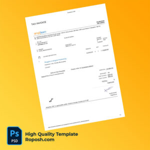 India Simplilearn Solutions Private Limited Editable Tax Invoice Template in Word and PDF formats