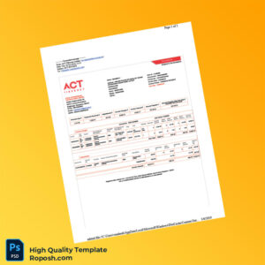 India ACT Fibernet Invoice Template in Word and PDF formats 2 page