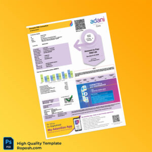 India Adani Gas Invoice Template in Word and PDF formats 3 page