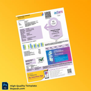 India Adani Gas VAT Retail Invoice Template in Word and PDF formats 3 page