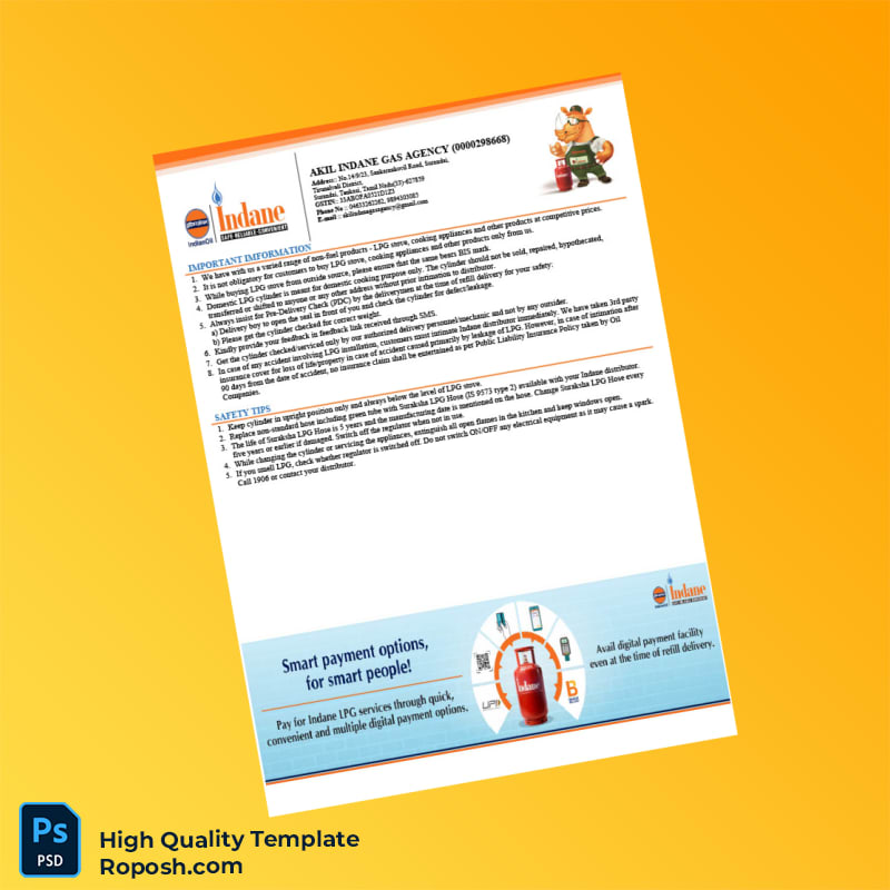 India Akil Indane Gas Agency Invoice Template in Word and PDF formats 2 page India Akil Indane Gas Agency Invoice Template in Word and PDF formats 2 page