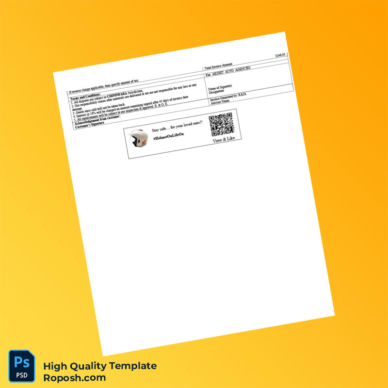India Akshit Auto Agencies Invoice Template in Word and PDF formats 3 page India Akshit Auto Agencies Invoice Template in Word and PDF formats 3 page