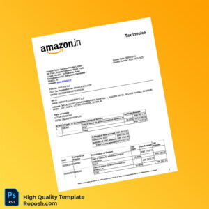 India Amazon Seller Services Private Limited Tax Invoice Template in Word and PDF formats 2 page