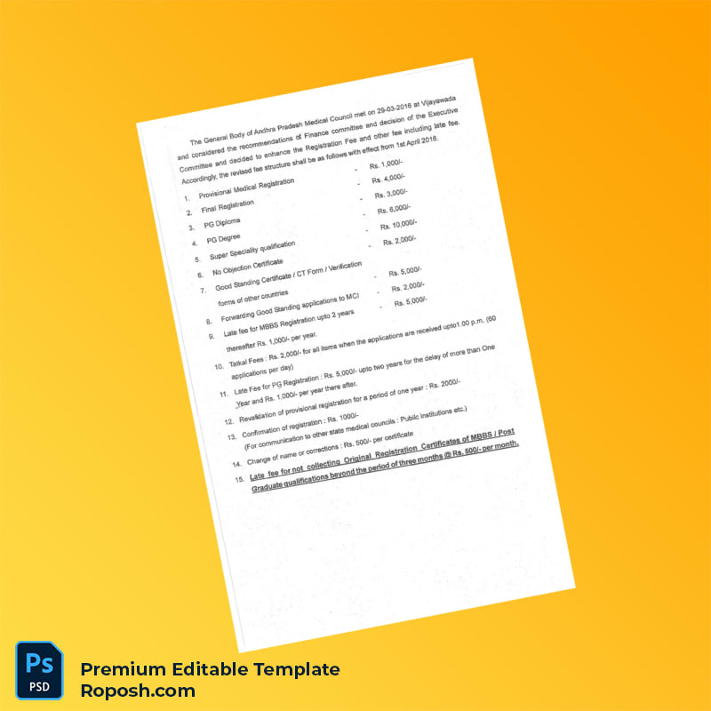 Customizable India Andhra Pradesh Medical Council Application Form for Final Registration Editable Word & PDF Template 2 page Customizable India Andhra Pradesh Medical Council Application Form for Final Registration Editable Word & PDF Template 2 page