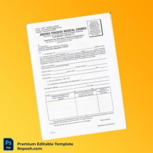 India Andhra Pradesh Medical Council Editable Renewal of Registration Editable Word & PDF Template 2 page