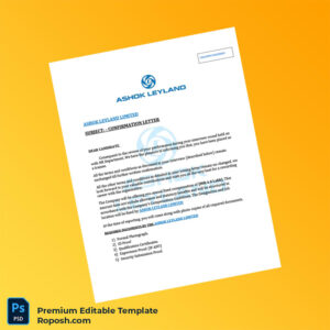 Customizable India Ashok Leyland Limited Employment Verification Letter Word & PDF Template 3 page