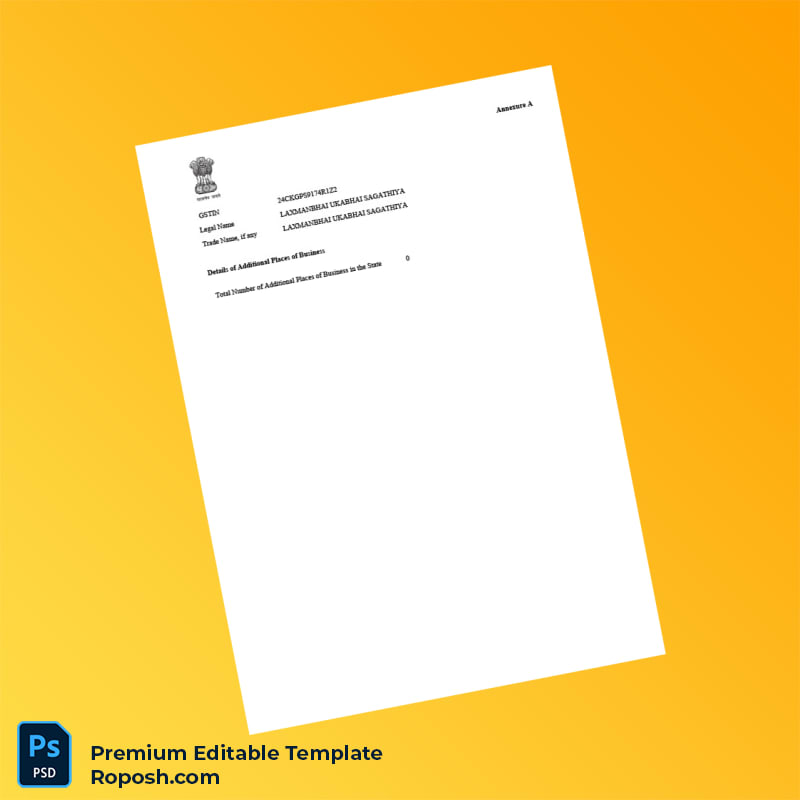 Customizable India Assistant Commissioner Business Registration Certificate Editable Word & PDF Template 3 page Customizable India Assistant Commissioner Business Registration Certificate Editable Word & PDF Template 3 page