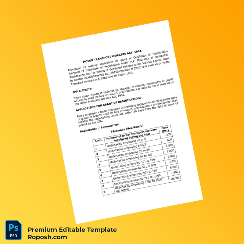 Customizable India Assistant Labour Commissioner Registration Certificate Editable Word & PDF Template 2 page Customizable India Assistant Labour Commissioner Registration Certificate Editable Word & PDF Template 2 page