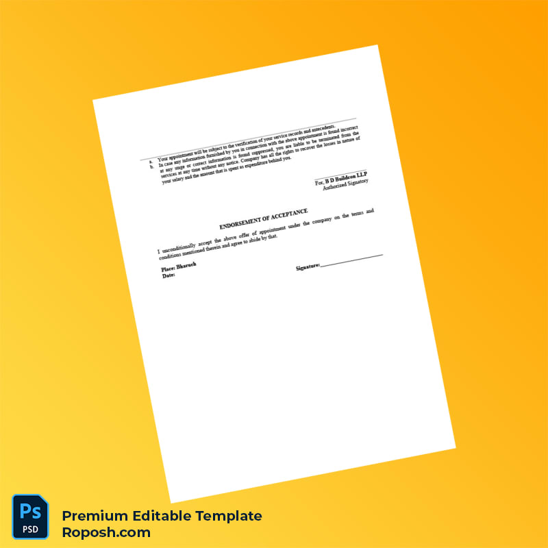 Customizable India B D Bulldon LLP Employment Verification Letter Word & PDF Template 4 page Customizable India B D Bulldon LLP Employment Verification Letter Word & PDF Template 4 page