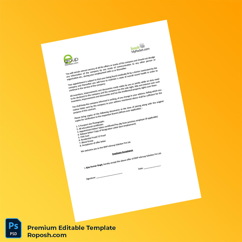 Customizable India BMP eGroup Solution Pvt Ltd Employment Verification Letter Word & PDF Template 3 page Customizable India BMP eGroup Solution Pvt Ltd Employment Verification Letter Word & PDF Template 3 page