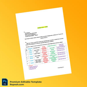 India BSAEU Editable Prayer for Name Correction in Registration Certificate Editable Word & PDF Template