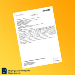 India Barbecue Food Services Private Limited Tax Invoice Template in Word and PDF formats 2 page