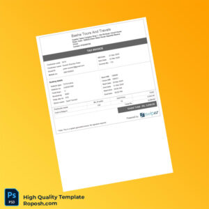 India Basha Tours and Travels Tax Invoice Template in Word and PDF formats