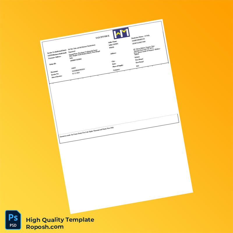 India Bayerische Motoren Werke Industries Private Limited Tax Invoice Template in Word and PDF formats 2 page India Bayerische Motoren Werke Industries Private Limited Tax Invoice Template in Word and PDF formats 2 page