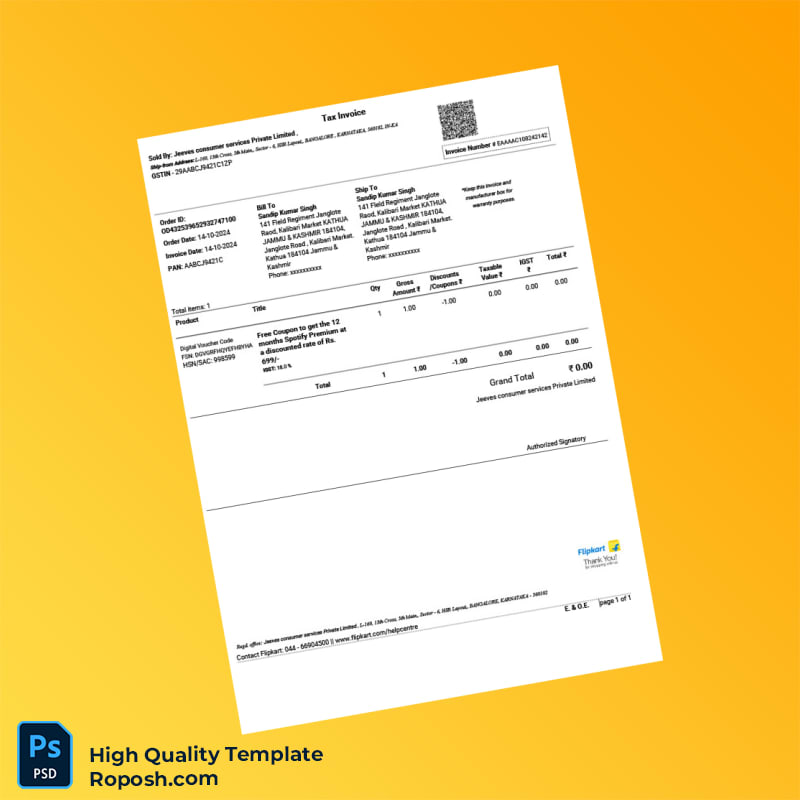 India CIIFL Limited Tax Invoice Template in Word and PDF formats 3 page India CIIFL Limited Tax Invoice Template in Word and PDF formats 3 page