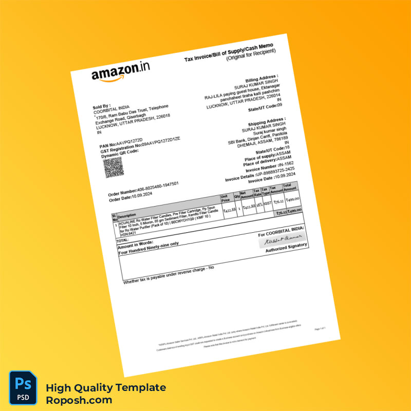 India COORBITAL Invoice Template in Word and PDF formats India COORBITAL Invoice Template in Word and PDF formats