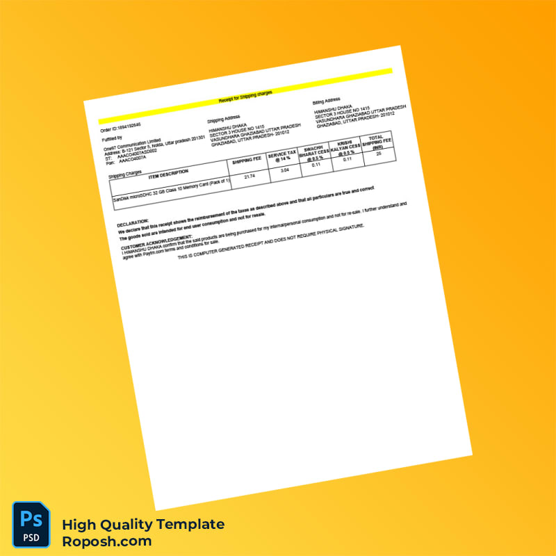 India Camera Care Invoice Template in Word and PDF formats 2 page India Camera Care Invoice Template in Word and PDF formats 2 page