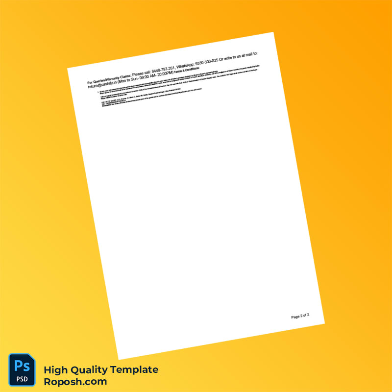 India Cashify Tax Invoice Template in Word and PDF formats 2 page India Cashify Tax Invoice Template in Word and PDF formats 2 page