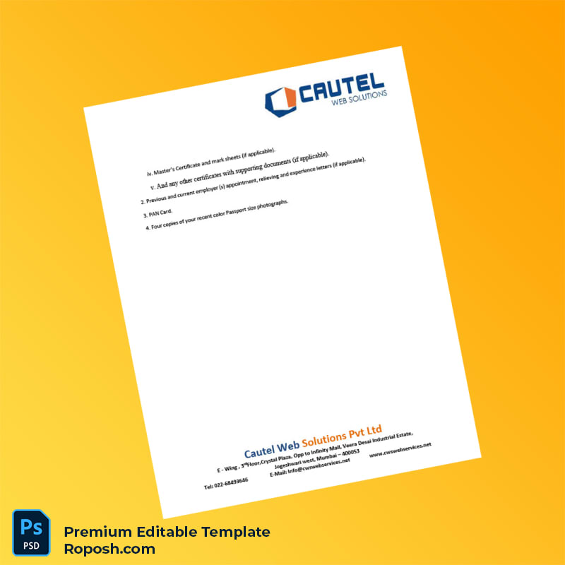 Customizable India Cautel Web Solutions Pvt Ltd Employment Verification Letter Word & PDF Template 5 page Customizable India Cautel Web Solutions Pvt Ltd Employment Verification Letter Word & PDF Template 5 page