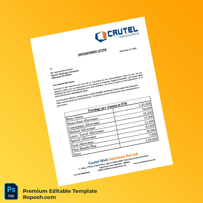 Customizable India Cautel Web Solutions Pvt Ltd Employment Verification Letter Word & PDF Template 5 page Customizable India Cautel Web Solutions Pvt Ltd Employment Verification Letter Word & PDF Template 5 page