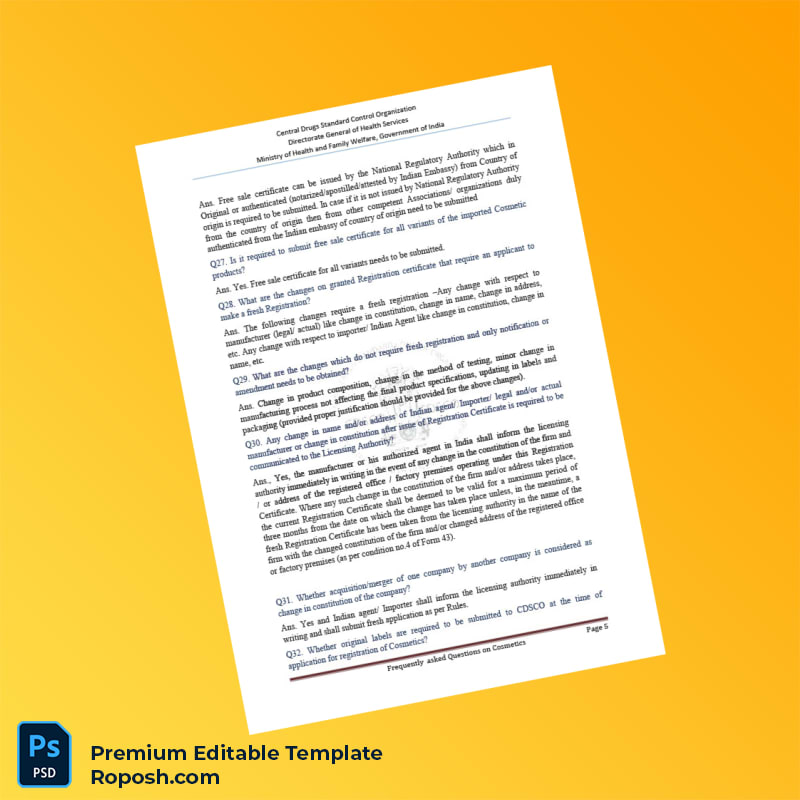 Customizable India Central Drugs Standard Control Organization Registration Certificate Editable Word & PDF Template 7 page Customizable India Central Drugs Standard Control Organization Registration Certificate Editable Word & PDF Template 7 page