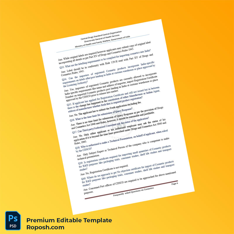 Customizable India Central Drugs Standard Control Organization Registration Certificate Editable Word & PDF Template 7 page Customizable India Central Drugs Standard Control Organization Registration Certificate Editable Word & PDF Template 7 page