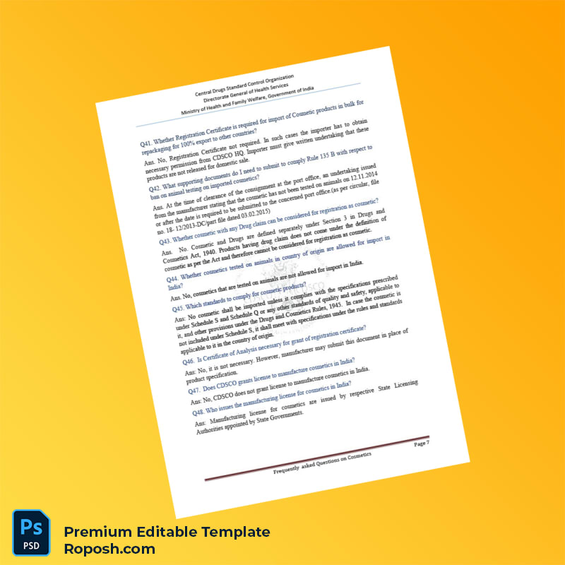 Customizable India Central Drugs Standard Control Organization Registration Certificate Editable Word & PDF Template 7 page Customizable India Central Drugs Standard Control Organization Registration Certificate Editable Word & PDF Template 7 page