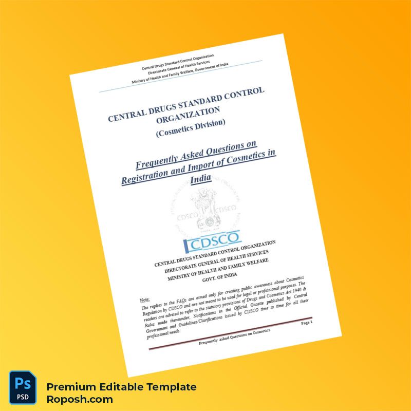 Customizable India Central Drugs Standard Control Organization Registration Certificate Editable Word & PDF Template 7 page Customizable India Central Drugs Standard Control Organization Registration Certificate Editable Word & PDF Template 7 page