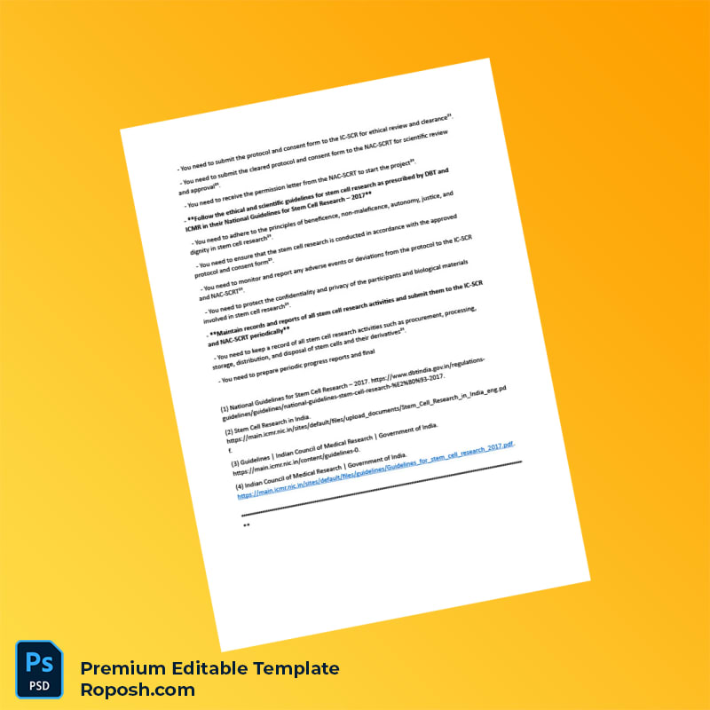 Customizable India Central Drugs Standard Control Organization Stem Cell Registration Certificate Editable Word & PDF Template 5 page Customizable India Central Drugs Standard Control Organization Stem Cell Registration Certificate Editable Word & PDF Template 5 page